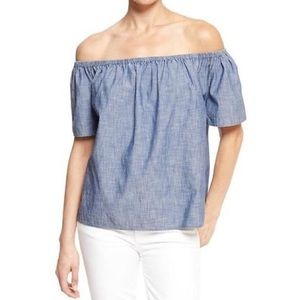 Gap Chambray Off Shoulder Short Sleeve Top